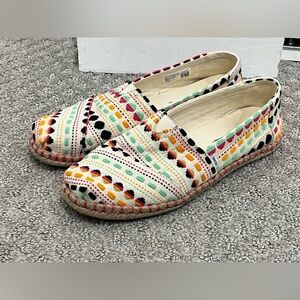 TOMS Women's Alpargata Rope Espadrille Embroided Flats Multi Color Sz 8 BOHO